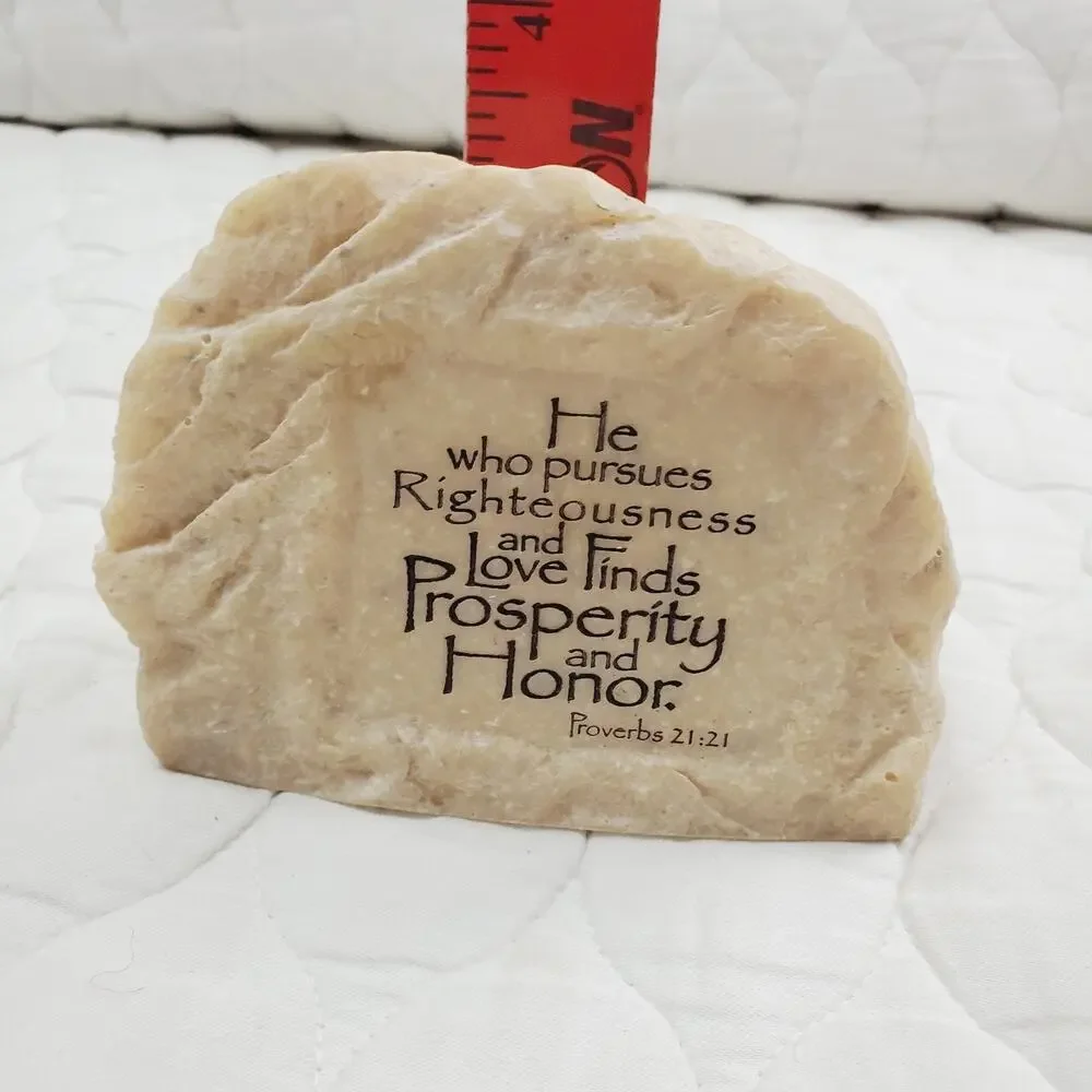 Vintage Spiritual Rock Scripture Proverbs 21:21 Brown Small Collectible Holy